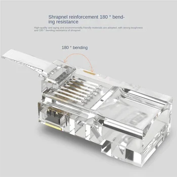 100 бр. Кабели за Ethernet RJ-45 Модулен щепсел Мрежов конектор за мрежови кабел UTP CAT6 RJ-45 с кристални глави 8P8C