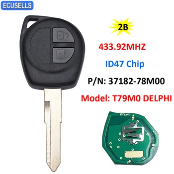 2 Бутона за Дистанционно автомобилния ключ fob 433,92 Mhz ID47 с чип HU87 Режисьорско Нож за Suzuki P/N: 37182-78M00 Модел: T79M0 DELPHI