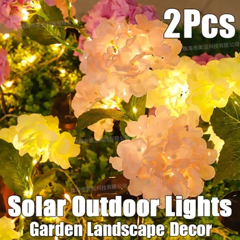 2 елемента Led Слънчеви симулатори Хортензия Цветни Светлини Наземен Монтаж На Открито Украса на Градината на Вила Двор Тревата Лампи За Вътрешния Двор