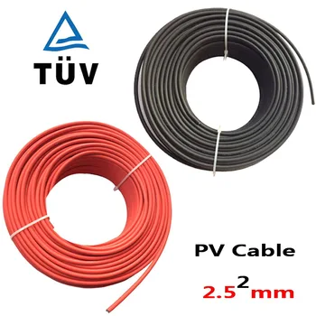 20 м / ролка 2,5 mm2 4 mm2 6 mm2 слънчев кабел с черупки от напречни връзки полиетилен / 10AWG фотоэлектрического кабел с одобрение от TUV / 6 mm2 слънчев кабел