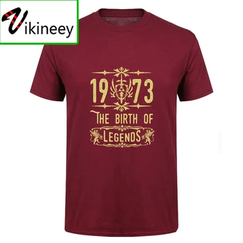 2020 Реколта тениска The birth o Легенди 1973, мъжка Тениска 40-та и 50-та Годишнина, Подарък За рожден Ден, Ретро Тениска, Модна Тениска от 100% Памук, Върхове