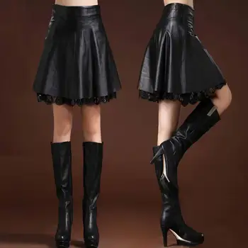 2023 Модерен пролетно-есенни женски къси поли, дамски панталон от изкуствена кожа с неправилна форма