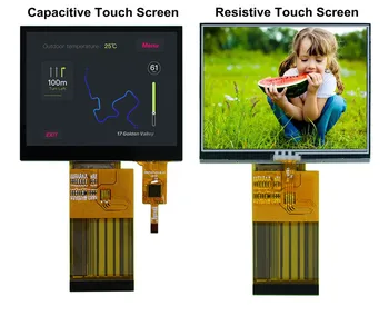 3,5-инчов 60PIN 262K TFT LCD капацитивен/резистивен сензорен екран с интерфейс RGB + SPI 320*240