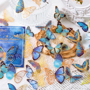 30 бр. Набор от стикери Dream of Butterfly Ins Прозрачен етикет с позлатени релефни за домашни ЛЮБИМЦИ, деко, Scrapbooking, канцеларски материали, етикети за дневник 