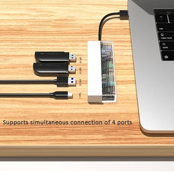 4 В 1 hub USB3.0 TYPE-C за да се свържете с мультиинтерфейсной зарядно устройство за мобилен лаптоп