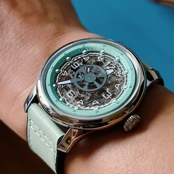 40 мм Тайнствен код Внесени автоматично скелетонирующий механичен механизъм мъжки часовник луксозен хипоалергичен нажежен водоустойчив син сапфир
