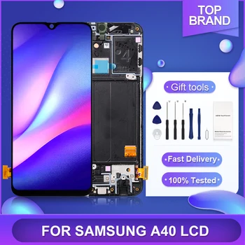 5,9-Инчов Дисплей A405 За Samsung Galaxy A40 LCD Сензорен дисплей, Дигитайзер, A405F A40 2019, Подмяна Монтаж на Рамката