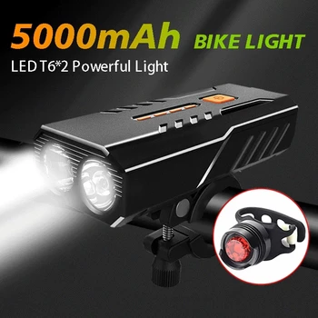 5000 mah велосипеден фенер Предни комплект Фенер за велосипед, Фенерче, Акумулаторна лампа за джогинг, led USB Мтб за Мъгла, Задна светлина