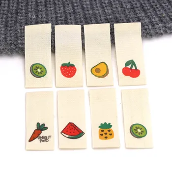 50шт Етикети за дрехи Плодови етикети ръчно изработени от памучен етикет за детски дрехи ягоди, авокадо, череши ръчно изработени шевни изделия