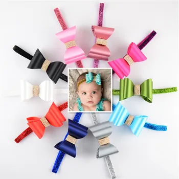 64 бр./лот, луксозни панделки за новородено, лъскава превръзка на главата, ръчно изработени, стегнати превръзки с лък за момичета, Аксесоари за коса FDA34