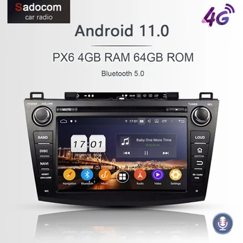 720P PX6 2 din Android 11,0 за Mazda 3 2009-2012 г. 4 + GB 64 GB, 8-ядрени автомобилен мултимедиен DVD плейър GPS, Glonass RDS авторадио БТ 5,0