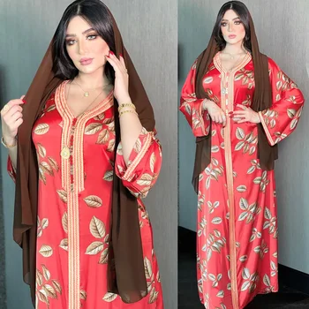 AB120 Ближневосточное Мюсюлманската женствена рокля Абая с Арабски принтом от Дубай, Рокля Абая, Халат Femme Dali Abayas за Жени Лукс