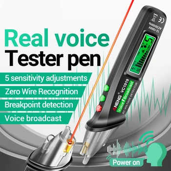 ANENG LCD цифров тест писалка Безконтактен тестер глас, излъчване, чувствителност на дръжките се регулира лазерен индикатор, отразяващ фенерче