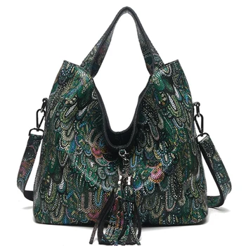 Arliwwi/ дамски чанти-тоут от естествена кожа с блестящи цветя, летни дамски чанти-тоут, Нови Чанти от естествена кожа с релефно под формата на Лилия, GL16