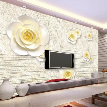 beibehang Тапети по поръчка 3d дневна спалня фотообои с релефни цветя ТЕЛЕВИЗИЯ фон на стената papel de parede 3d тапети