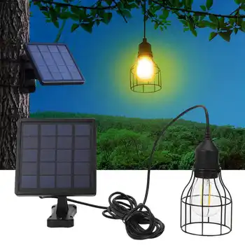 E27 Led слънчевата светлина с окачена метална клетка Лампа за осветление дома градина, двор 5V Водоустойчива IP65 слънчева светлина