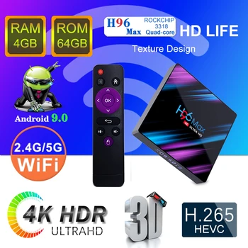 H96 MAX Smart TV Box Android 10 4K Google Voice Control 4G 64GB 32G Assista Wifi BT media player H96MAX RK3318 Телеприставка 16GB