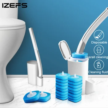 IZEFS за Еднократна употреба Четка за тоалетна с дълга дръжка, Домакински четка за почистване, Аксесоари за дома тоалетна, Инструменти за почистване, аксесоари Комплекти за баня