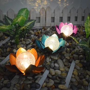 Led слънчева светлина Градинска градински желязна художествена лампа във формата на лотос, украса на двора, озеленяване лампа на тревата, коледен подарък за рожден ден