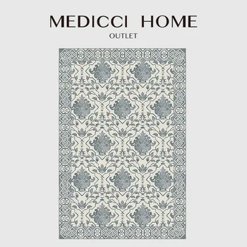 Medicci Home френски вълнен килим на сини и от зърнени храни-сини цветове, ориенталски геометрични, флорални декоративни луксозни подложки за имението Вили