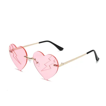 Mosengkw Модни Слънчеви Очила от сплав без рамки във формата на сърце, Модни очила за партита в стил хип-хоп