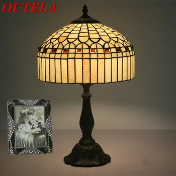 OUTELA Модерна и Креативна Стъклена Настолна Лампа LED Modern Настолна Лампа Tiffany Интериор за Фоайета Хол Прикроватной нощни Шкафчета Спални