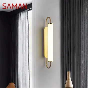 SAMAN Скандинавски монтиран на стената лампа, стенни лампи, led лампи, модерен, креативен дизайн, златни осветителни тела, декоративни растения за дома: коридор