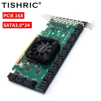 TISHRIC PCIE SATA От 16X до 24 порта SATA 3,0 6 Gbit/s PCI Express Множител PCI-E3.0 SATA Адаптер за Карта за Разширяване на Допълнително Странично