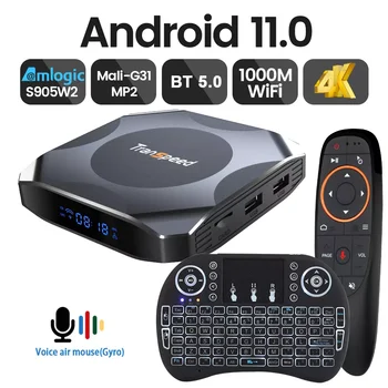 Transpeed Android 11 TV BOX BT5.0 3D Бърза Двойна 1000M WiFi 4K 4GB 64GB 32GB мултимедиен плейър Amlogic S905W2 Mali G31 AV1 телеприставка