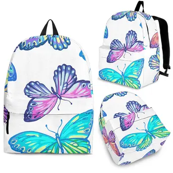 YIKELUO 3D Градиентный цветен дизайн на пеперуда, младежки раница за лаптоп, всекидневни бял здрав брендовый раница, чанта за студентски уроци
