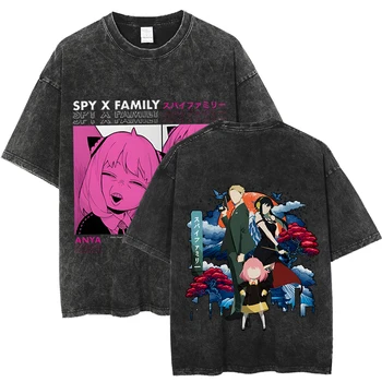 Аниме Spy X Семейни Тениски на Жените и Мъжете Harajuku Реколта Промытая Тениска с принтом Семейството Фалшифицираните Манга, 100% Памук, Блузи в стил Хип-Хоп Тениска