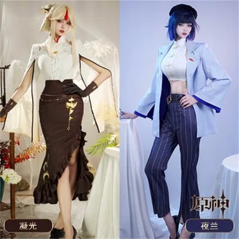 Аниме игра Genshin Impact, COSPLAY, тема NINGGUANG YELAN, костюм на герой, свързани с марката, Хелоуин