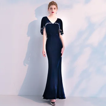 Банкет вечерна рокля Женски бархатное 2023 и елегантна дълга приталенное рокля с риба опашка