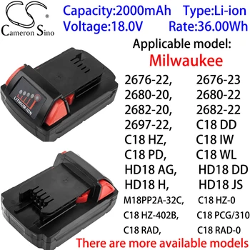 Батерия Cameron Sino Ithium 2000 mah 18,0 за Milwaukee HD18 HX-0, -402C, JSB-402C, MS-0
