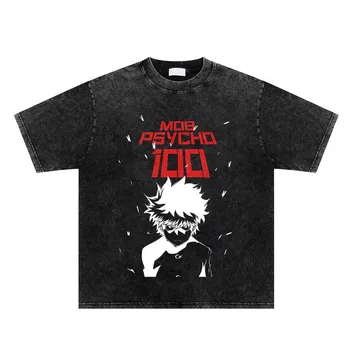 Блузи с графичен принтом, дамски мъжки t-shirt оверсайз, Японската аниме-тениска Mob Psycho 100, мультяшная манга, къс ръкав, графични тениски