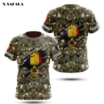 Ветеран от Армията на Румъния, Камуфляжный Флаг, 3D Принт, Мъжки Тениски, Блузи, Тениски, Къс Ръкав, всеки ден, Високо Качество, Млечно Влакно, през Цялата Деколте