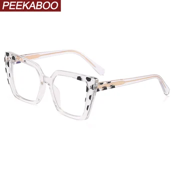 Големи квадратни очила Peekaboo, анти-синя светлина, прозрачни лещи TR90, рамки за очила 