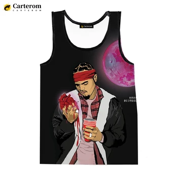 Готин хип-хоп, рапърът Крис Браун, на върхове с 3D дигитален печат, жилетка в стил харадзюку, Ризи за мъже и Жени, майки голям Размер, тениски без ръкави