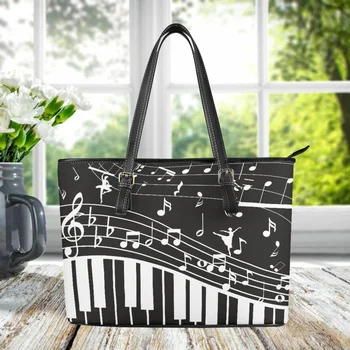Дамски ежедневни чанти-незабавни посланици от изкуствена кожа Piano Note, Луксозен дизайн, чанта през рамо, музикална тема, Модерен клатч за партита Carteras Mujer