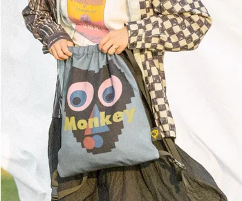 Дамски найлонова чанта унисекс преглед на производство низ Реколта маймуна, раница, чанта, раница, чанта