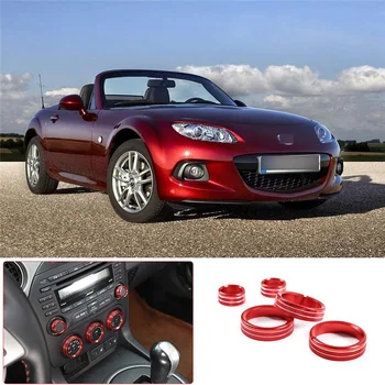 Дръжка за регулиране на силата на звука климатик, подреден пръстен, изработени от декоративни алуминиеви джанти за Mazda MX-5 2009-2015, аксесоари (червен)