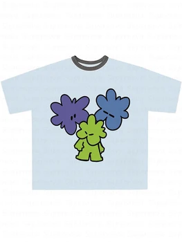 Ежедневни висококачествена тениска Унисекс с хубав принтом от стиропор, эстетичная тениска Kawai Harajuku Y2K, тениска оверсайз 2023, новост 