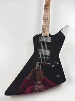 Електрическа китара на поръчка, електрическа китара със специална форма, черен активен звукосниматель EMG, производство на червено дърво, светли, точков, опаковка