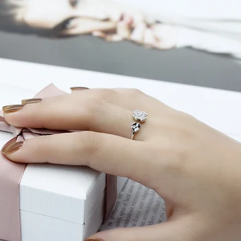 Женски пръстен-маншет от сребро 925 проба с четири листа от детелина и кубическим цирконием, щастливо пръстен за жени, сватба сватбена декорация