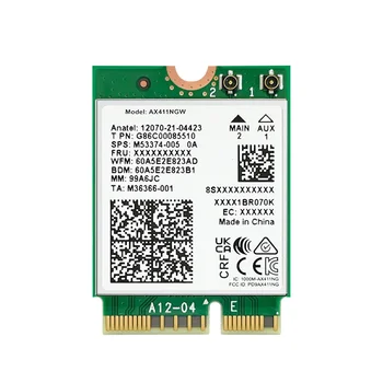 За WiFi-карти AX411 WiFi 6E CNVio2 Bluetooth 5,3-Лентов мрежов адаптер 5374 Mbps за лаптоп/PC Win10/11-64Bit