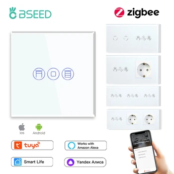 Интелигентен Ключ щори BSEED Zigbee, електрически Ключ рольставен с жак ЕС, портове USB Type-C, приложение на Hristo Алекса Smart Life