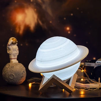Кокимбо 3D Печат Сатурн Лампа Декорация на Дома, Спалня Led нощна светлина С Дистанционно Управление За Детски Подарък лека нощ