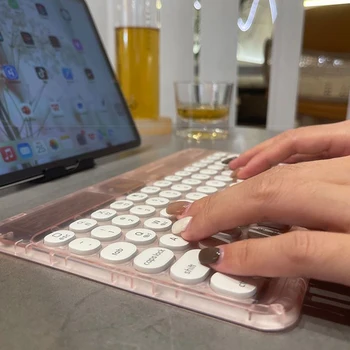Компактна безжична клавиатура, универсална клавиатура за телефон, таблет, защита от пръстови отпечатъци, съвместима с Bluetooth за преносими компютри и настолни компютри