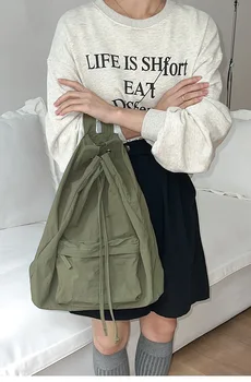 Корейски модерен женски раница от леката найлонов плат с завязками за жените, ежедневно дизайнерски пътна дамски малка чанта