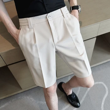 Летни тънки къси панталони в британския стил, нови мъжки Неаполитански бизнес ежедневни къси панталони, модерни панталони официални костюми, къси панталони Homme 28-36